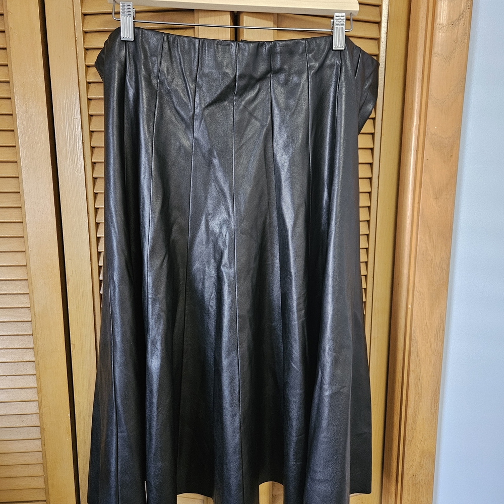 Eloquii Faux Leather Black Pleated Skirt - Picture 9 of 10